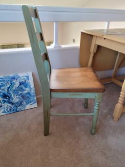Vintage hand painted table w pull-up sides. 2 chairs