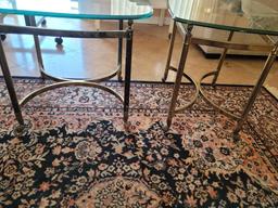 Set of Three Brass and glass tables