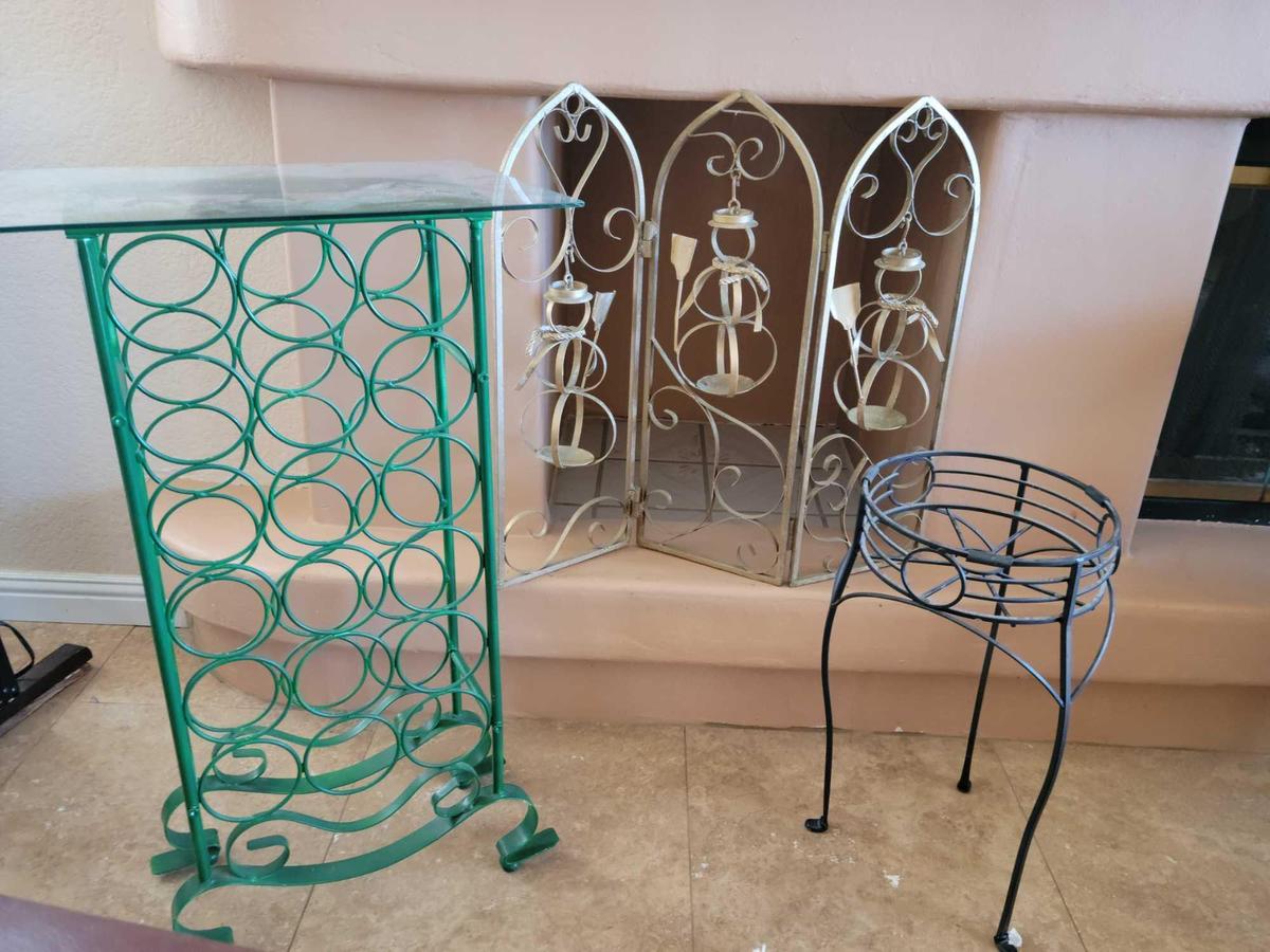 Metal Fireplace candle holder Wine rack table and Plant stand