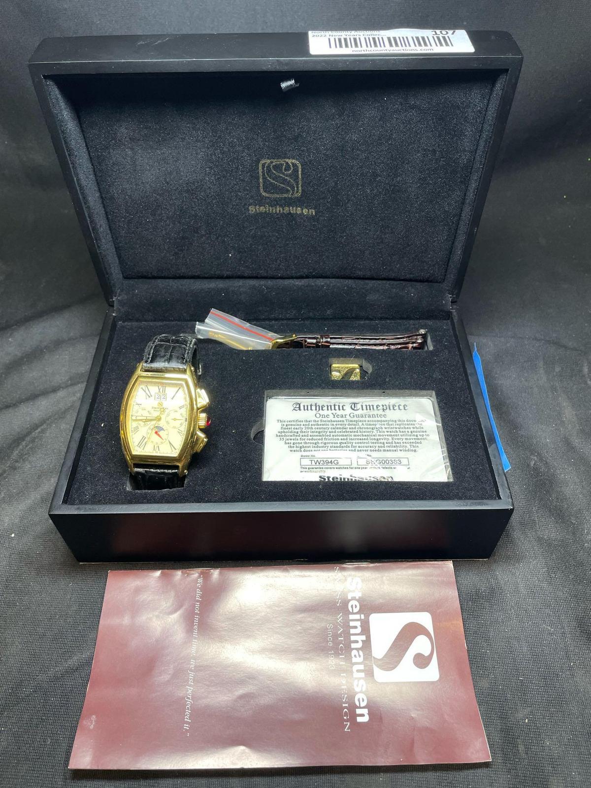 Steinhausen Mens TW394G Classic Ulrich Automatic Gold Watch 18k
