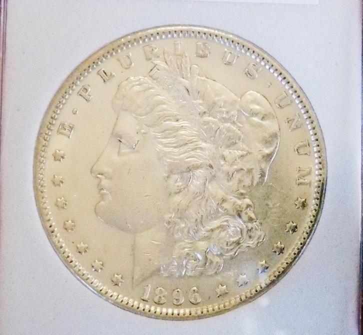 Morgan silver dollar 1896 Frosty white beauty stunning luster Bu++