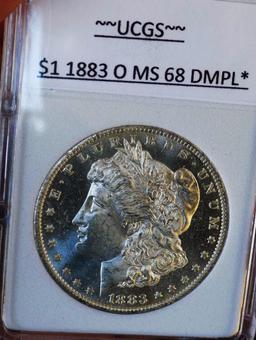 Morgan Silver Dollar 1883-O Gem BU DMPL Cameo Monster Mirrors Black and white