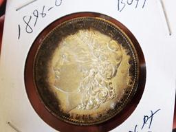 Morgan Silver Dollar 1886-O Ultra Rare Target Rainbow Frosty BU+++ So Rare
