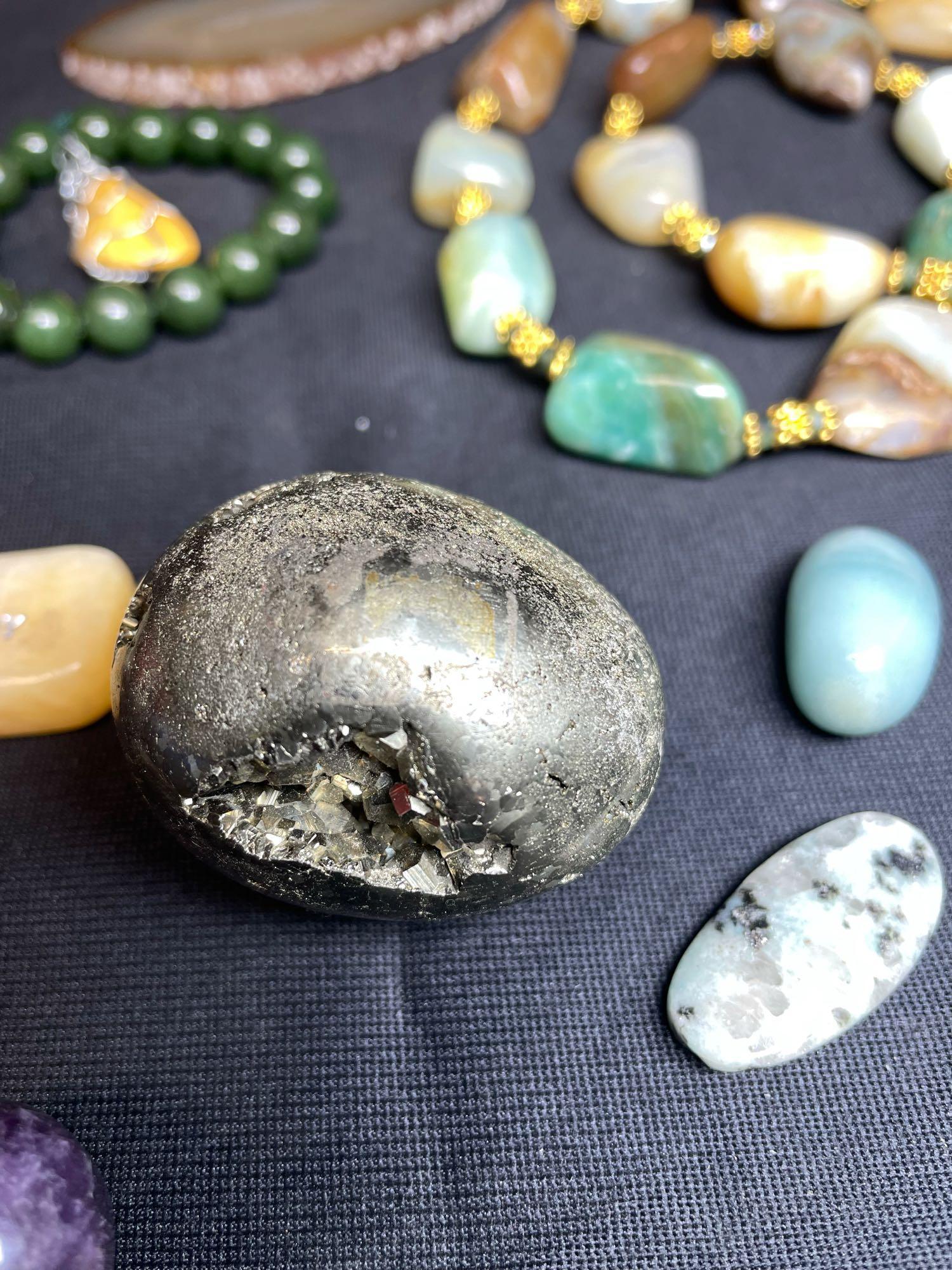 Gemstone Lot. Amethyst, Pyrite, Nephrite, Agate More