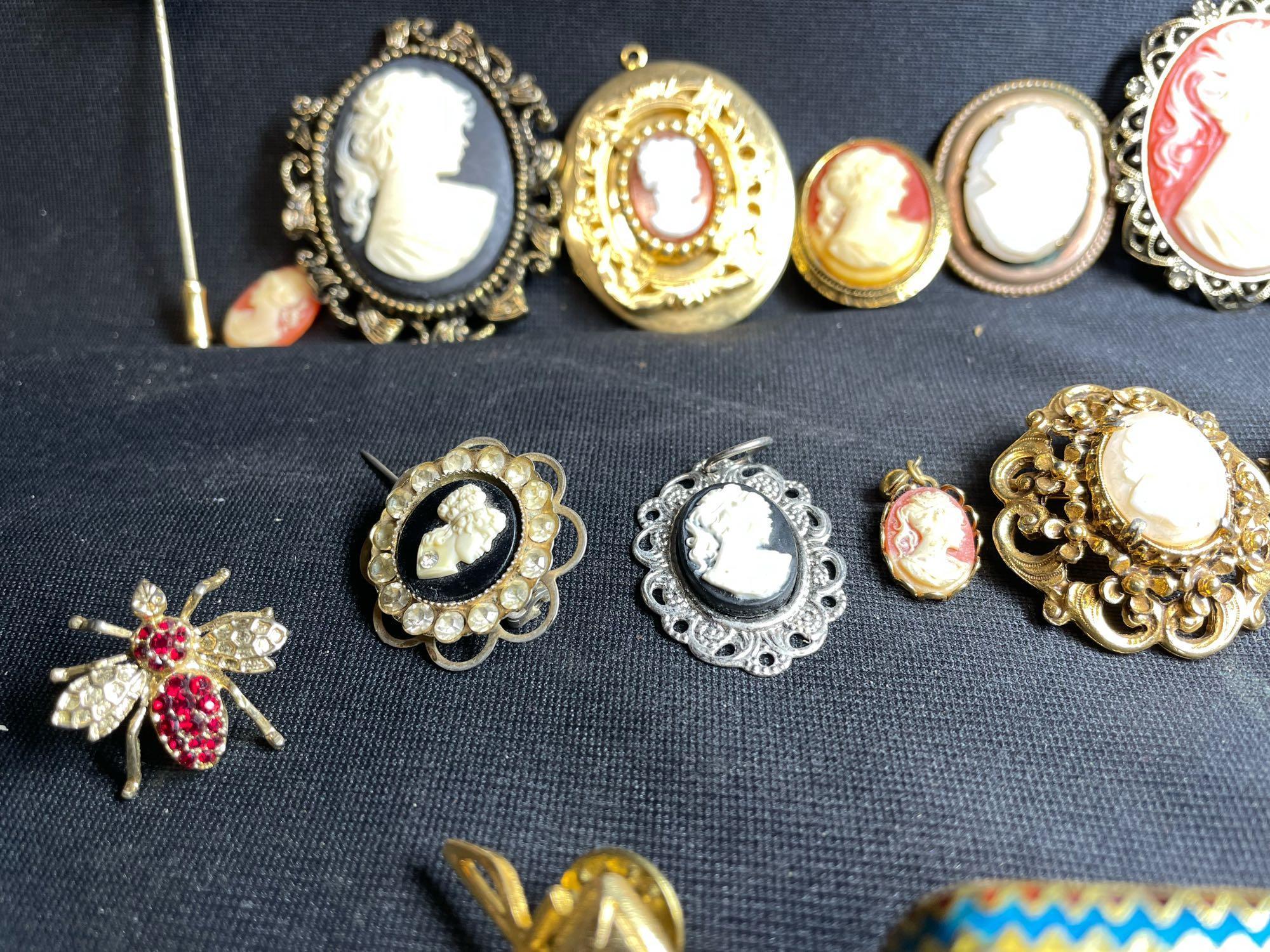 High End Snap On Ear Rings, Vintage Cameos. Chanel, C. Dior, Haskell, Givenchy