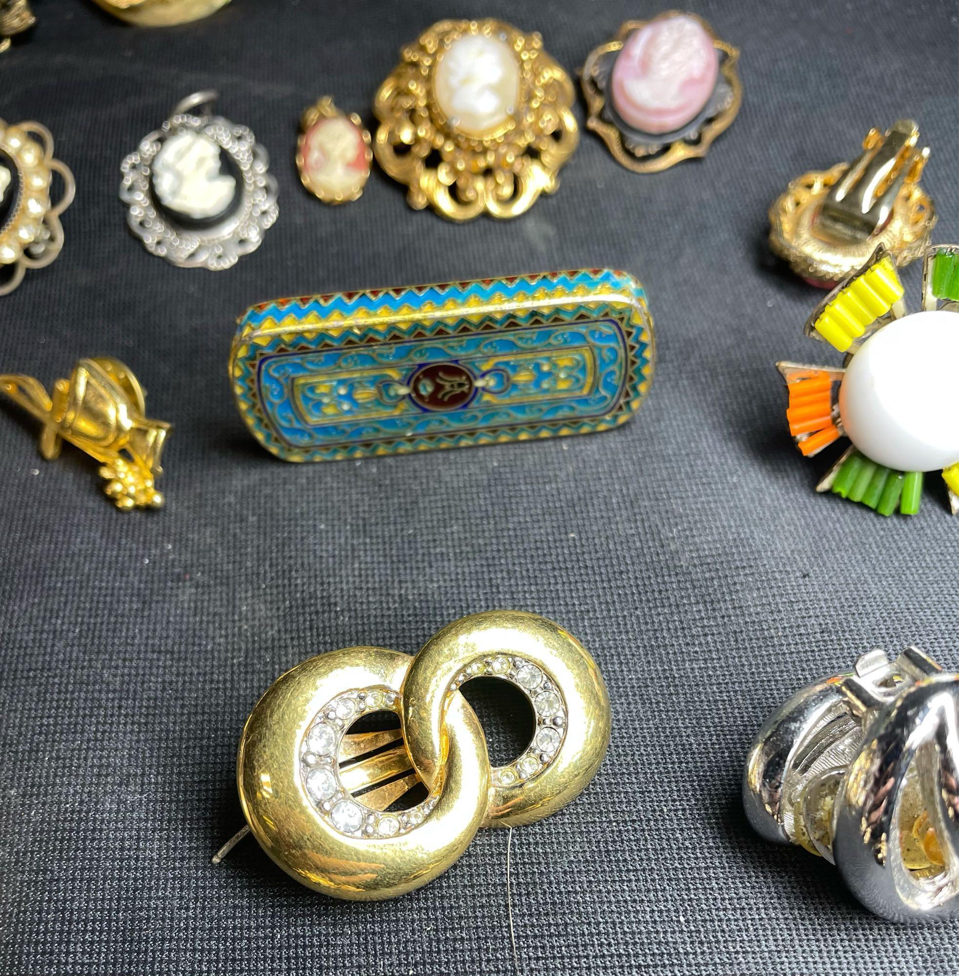 High End Snap On Ear Rings, Vintage Cameos. Chanel, C. Dior, Haskell, Givenchy