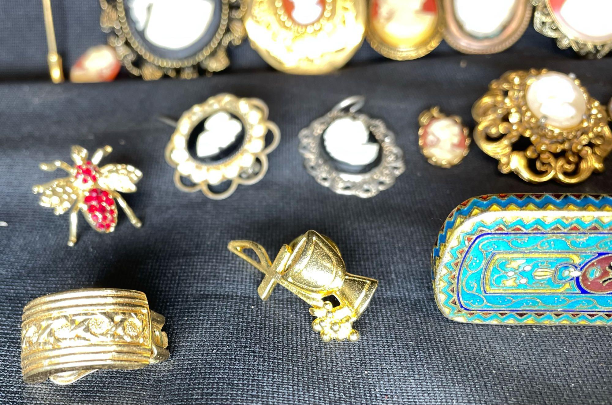 High End Snap On Ear Rings, Vintage Cameos. Chanel, C. Dior, Haskell, Givenchy