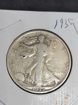 walking liberty half lot collector coins early years 1934 35 and 35 AU++ better grades 1.5 face 90%