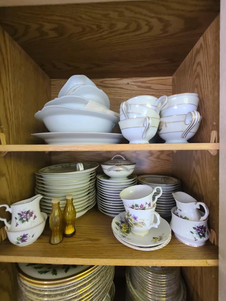 Kitchen Contents LG Fridge - Plates, Fine China set, Griswald Cast Iron, etc.