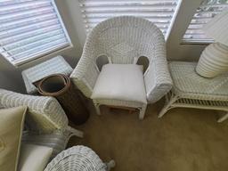 Wicker Set Good condition 5 Piece Loveseat, x2 Chairs and Footstool Nite / Plant Stand