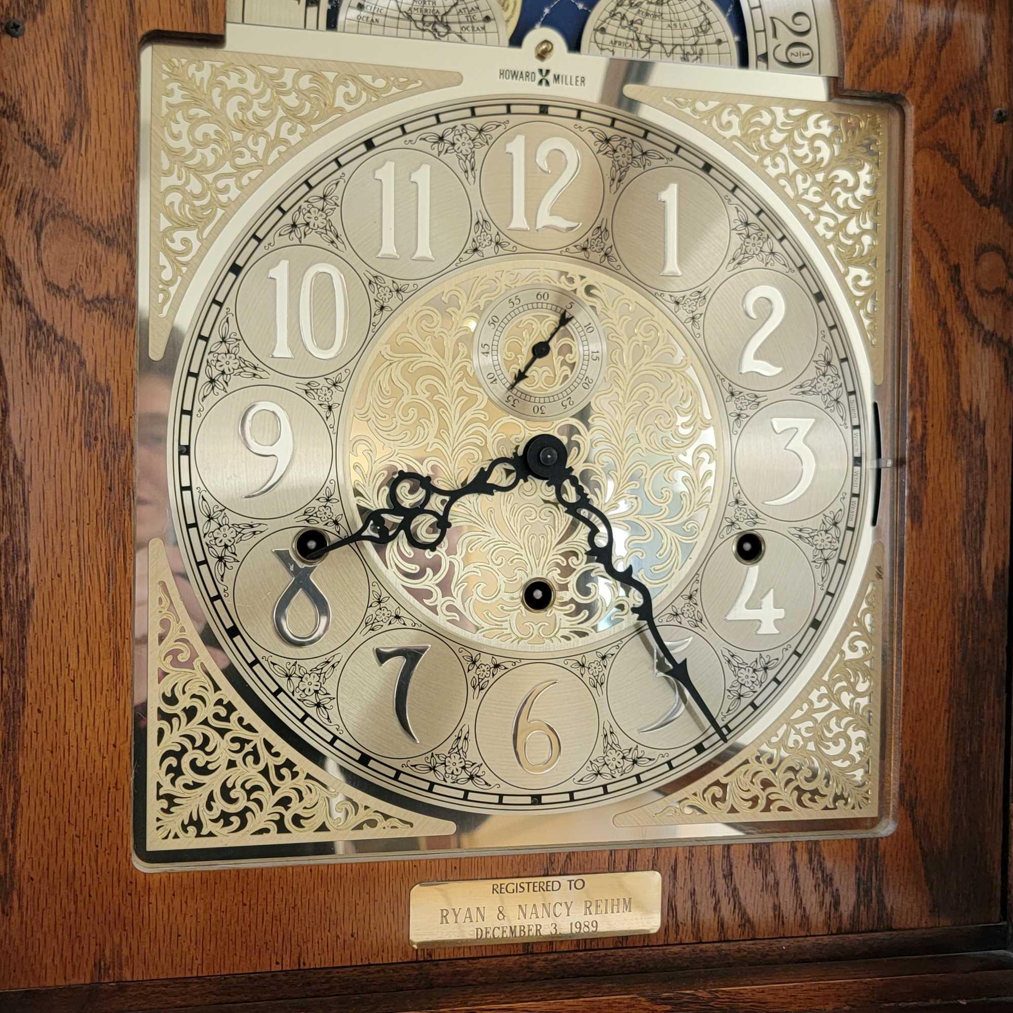7ft Howard Miller Grandfather Clock with Chimes Pendulum