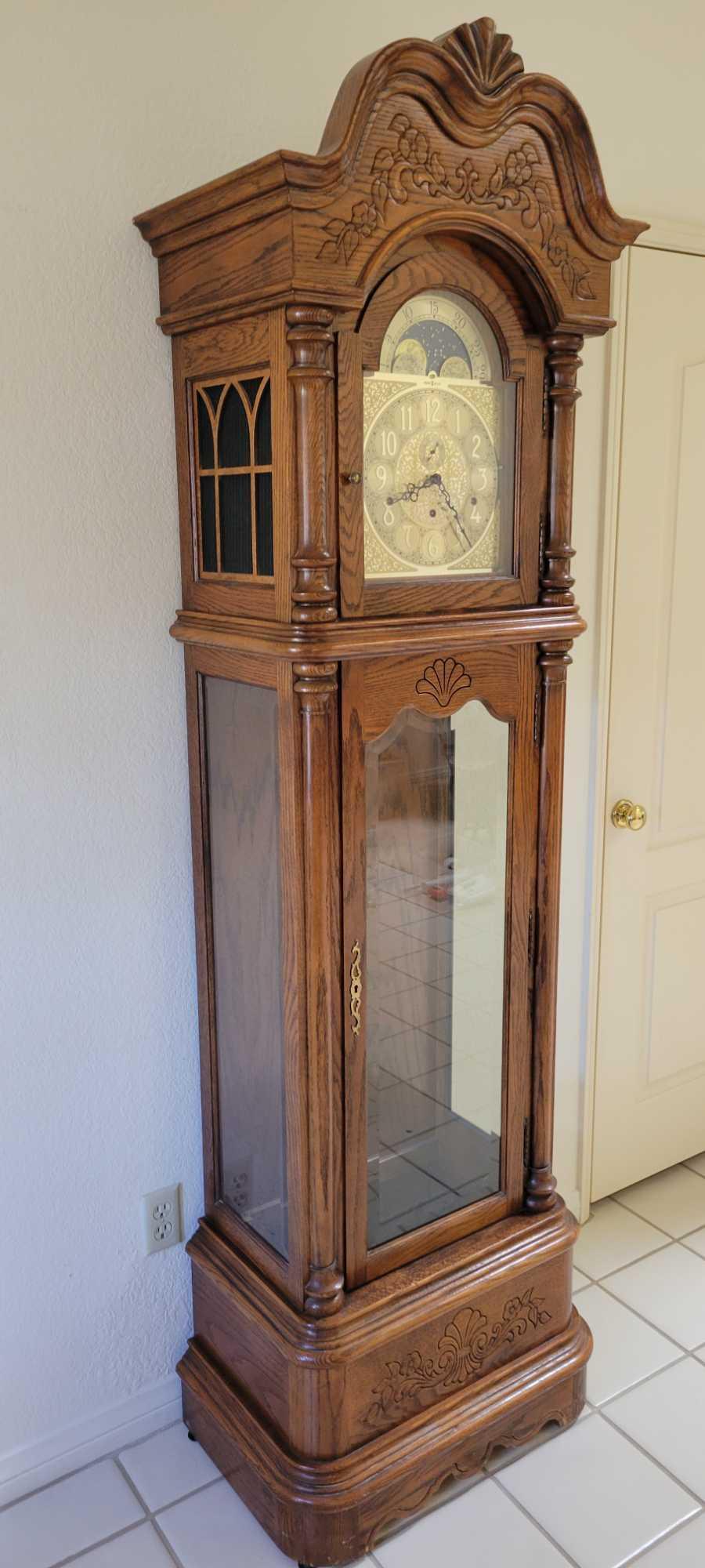 7ft Howard Miller Grandfather Clock with Chimes Pendulum