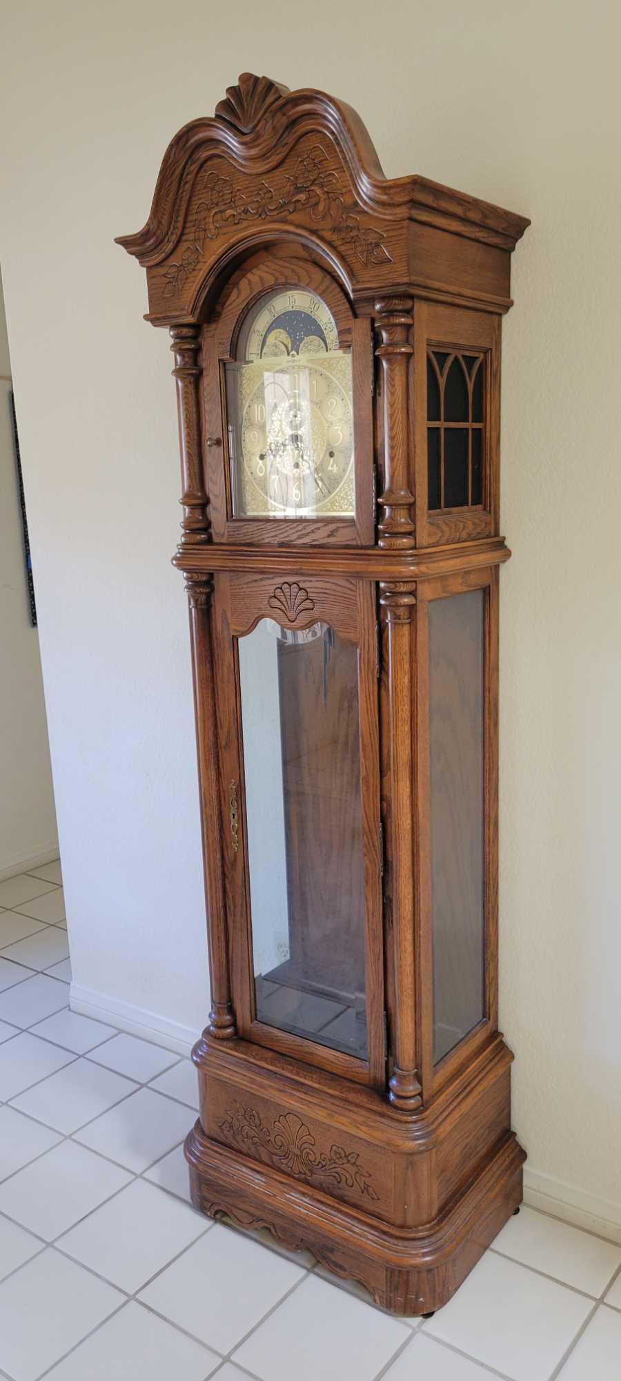 7ft Howard Miller Grandfather Clock with Chimes Pendulum