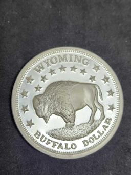 Wyoming Buffalo Dollar .999 fine silver coin