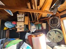 8x8 Packed Storage Shed Contents Empty Shells Bar Mirrors Underwood typewriter unopned boxes.