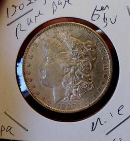 Morgan silver dollar 1902 frosty bu+++ rare date nice luster