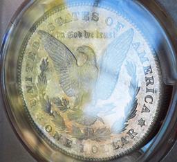 Morgan silver dollar 1878 s pcgs ms 63+++ under grade monster rainbow pl under tone stunning