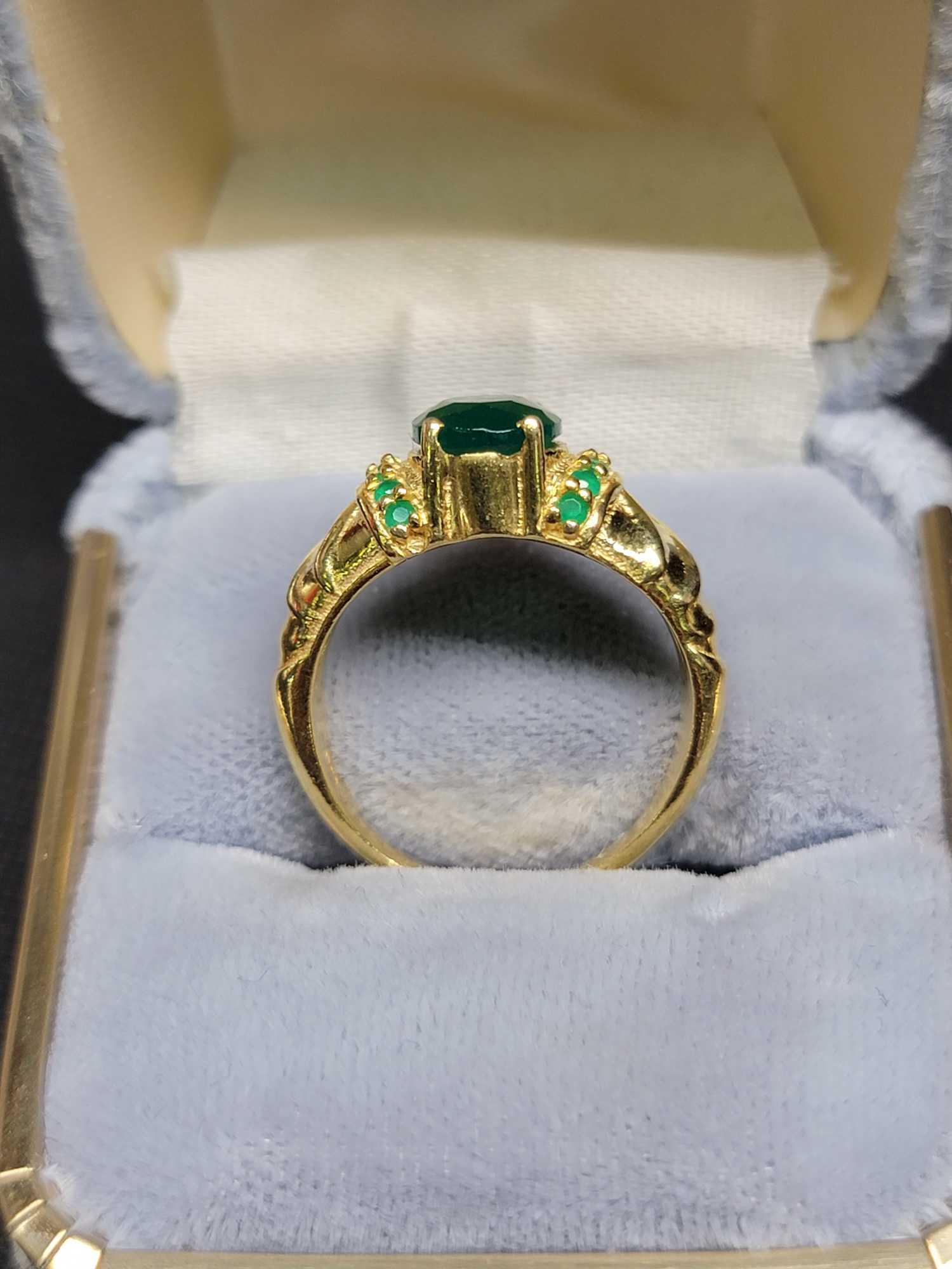 2.6ct Natural Eastern Emerald 14k Gold Plated Gypsy Ring