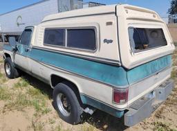 1979 Chevy Scottsdale c20 Pickup Truck with camper shell non running for parts w/ title