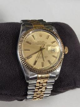 Certified Mens Rolex Wristwatch 2 Tone Datejust Oyster Perpetual style 16013 1982