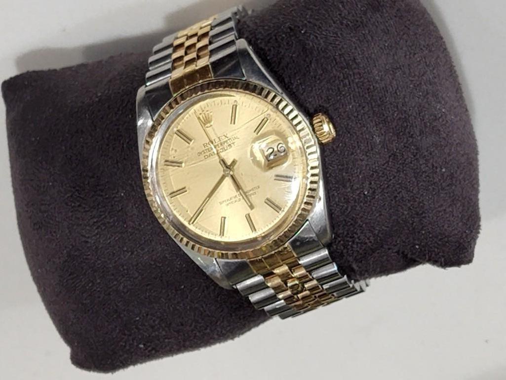 Certified Mens Rolex Wristwatch 2 Tone Datejust Oyster Perpetual style 16013 1982