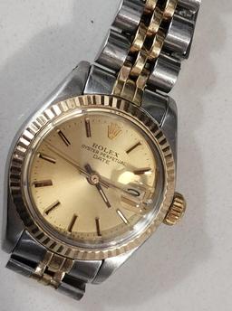 Certified Ladies Rolex 1981 2 Tone Date Goldtone Dial 6917