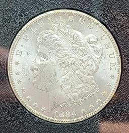 Uncirculated 1884 Carson City Morgan Silver dollar GSA