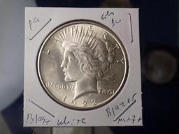 Peace silver dollar 1922 gem bu ms+++++++ blazing frosty white high grade frm obw roll