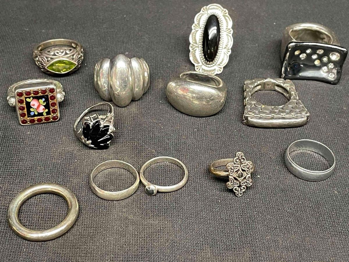 Assorted Sterling Silver Rings. 103 grams total weight
