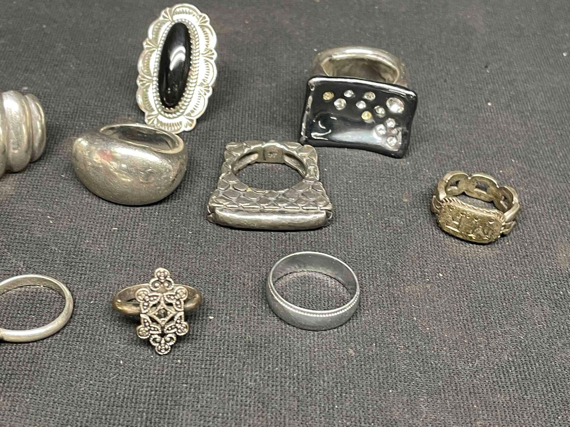 Assorted Sterling Silver Rings. 103 grams total weight