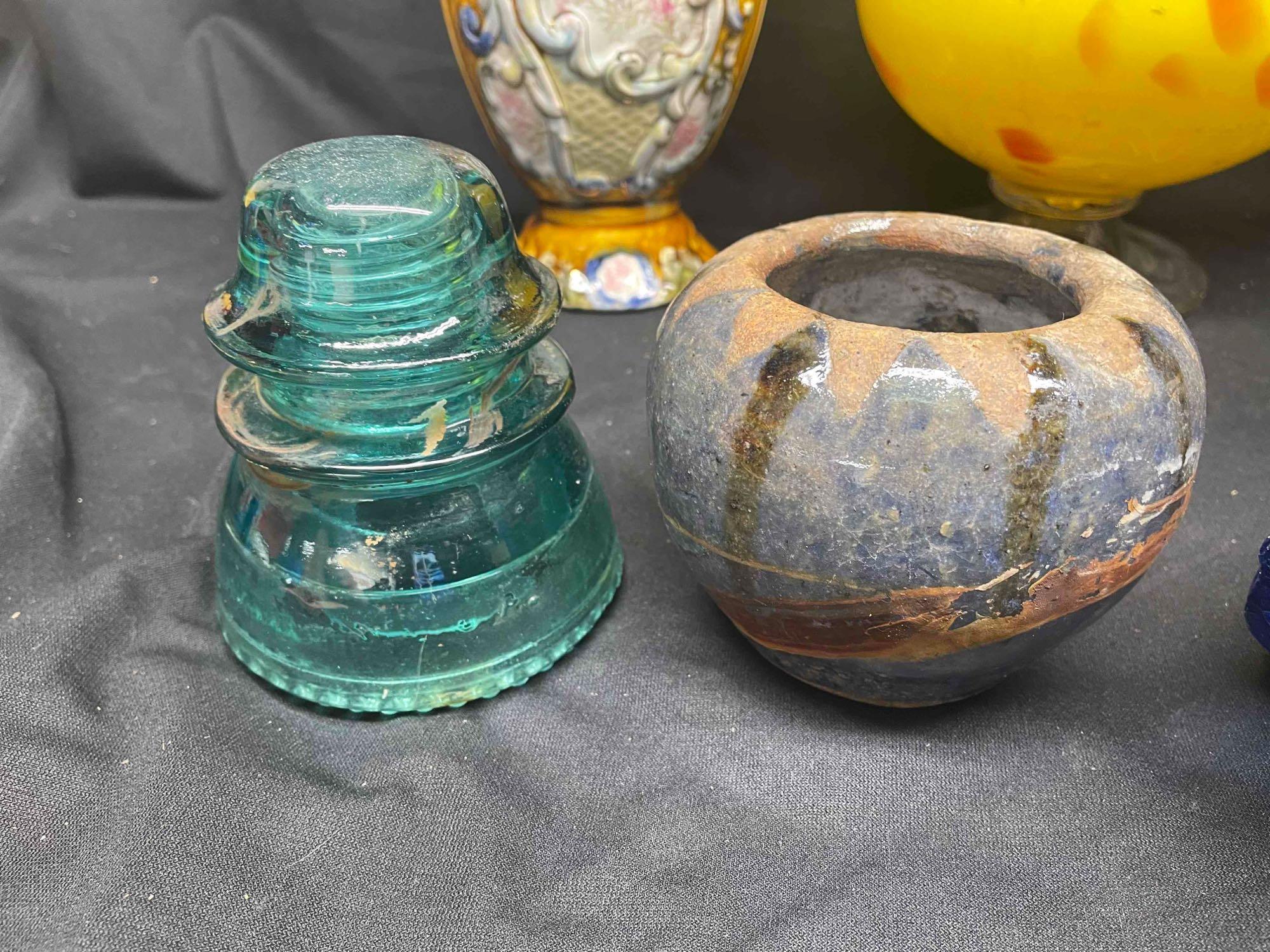 Mixed Art Lot. Pottery, Vases, Giant blue Rock, more