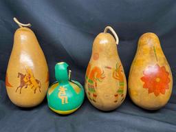 Gourds with Native American Art. Done by Local Artist. Marked DRM 2009-2012