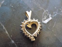 10 kt yellow gold pendant with 1/3rd ct white diamonds pure gold natural diamonds 2.5 g heart