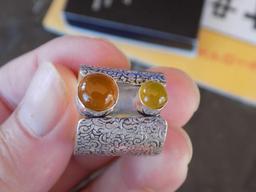 Fire opal sterling silver ring designer new stunning piece firy orange 6.9 grams