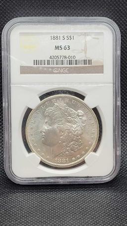 NGC MS63 1881-S Morgan Silver Dollar