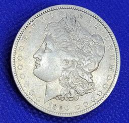 1890 Morgan silver dollar AU Great date.