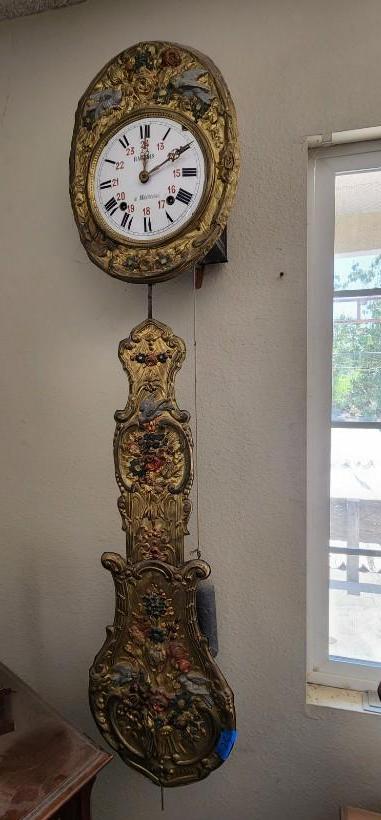 Antique hanging french wall clock machecoul haulois