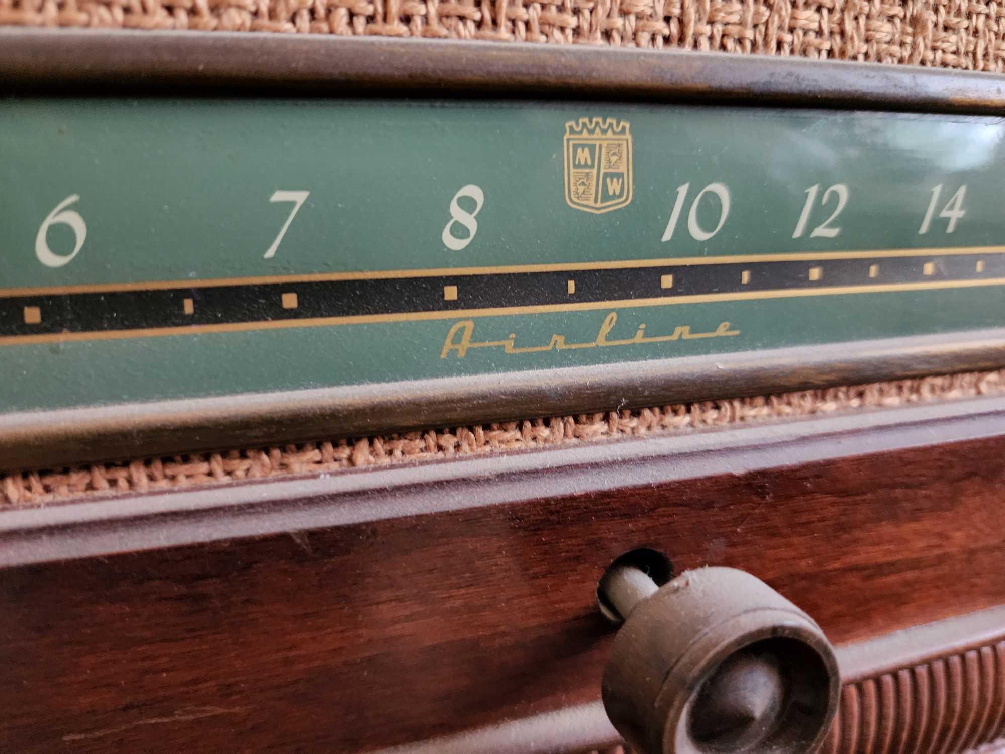 Vintage airline turntable cabinet with records 1960s