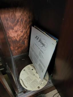 Vintage airline turntable cabinet with records 1960s