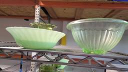 Vintage Green depression glass Fire ware rare pieces in escondido storage...Goodwill Location