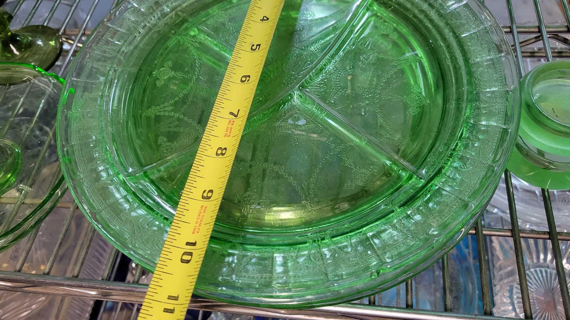 Vintage Green depression glass Fire ware rare pieces in escondido storage...Goodwill Location
