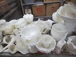 Shelf Lot of vintage milkglass Goodwill Location