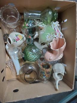 Box of vintage glass and ceramic vases Goodwill Location