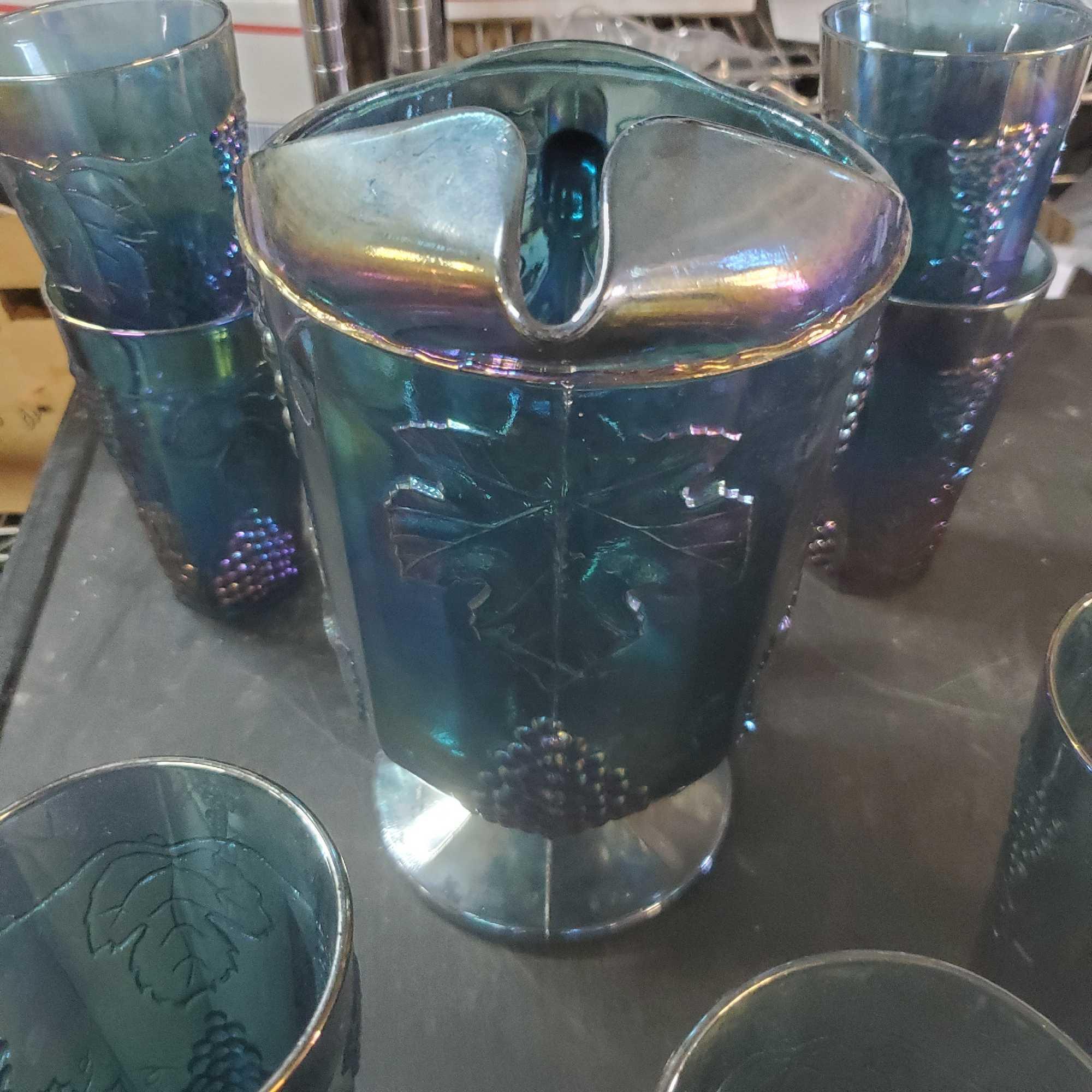 Vintage carnival glasses and pitcher Goodwill Location