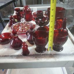 Lot of unique red glassware Goodwill Location