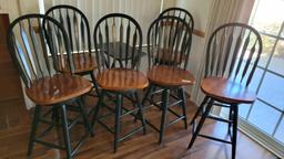 Six Swivel bar stools