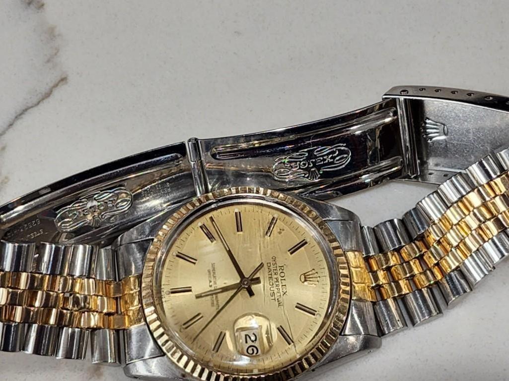 Certified Mens Rolex Wristwatch 2 Tone Datejust Oyster Perpetual style 16013 1982