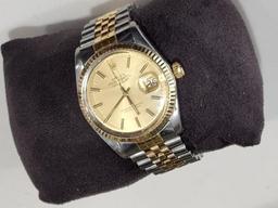 Certified Mens Rolex Wristwatch 2 Tone Datejust Oyster Perpetual style 16013 1982