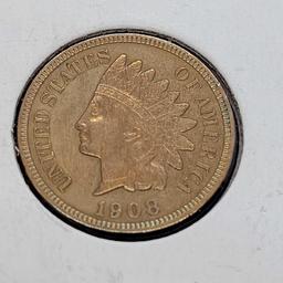 Rare Key Date 1908-S Indian Head Cent Extra Fine Plus