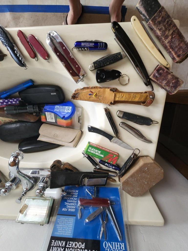 Knife Collection Various K-bar Straight Razors etc.